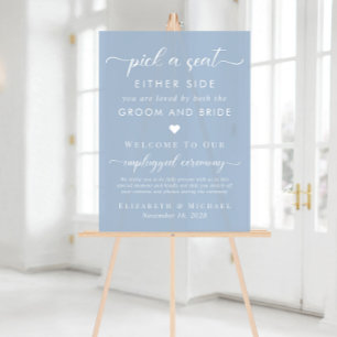 Pick A Seat Either Side Dusty Blue Wedding Seating Acrylic Sign