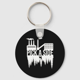 Pick A Side Pollution Nature Trees Climate Change Keychain