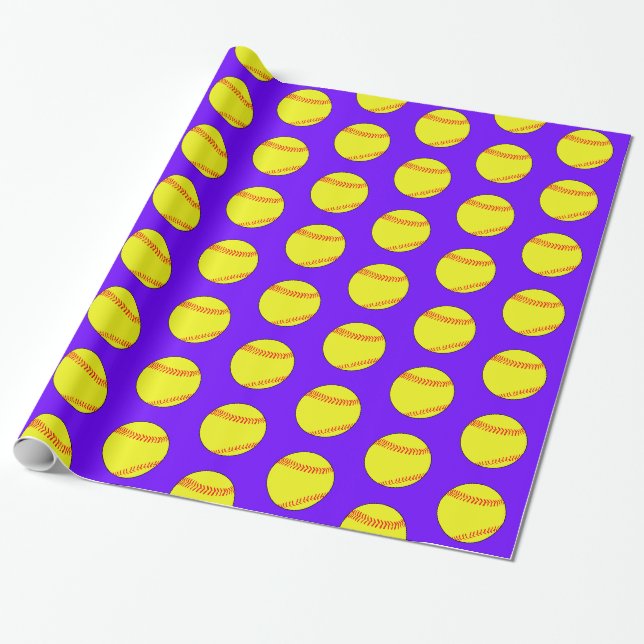 Pick Any Colour Fastpitch Softball Player Party Wrapping Paper (Unrolled)