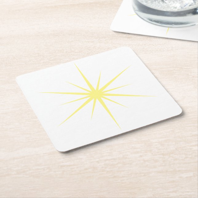 Pick Any Colour Mid Century Modern Atomic Starburs Square Paper Coaster (Angled)
