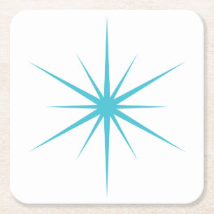 Pick Any Colour Mid Century Modern Atomic Starburs Square Paper Coaster