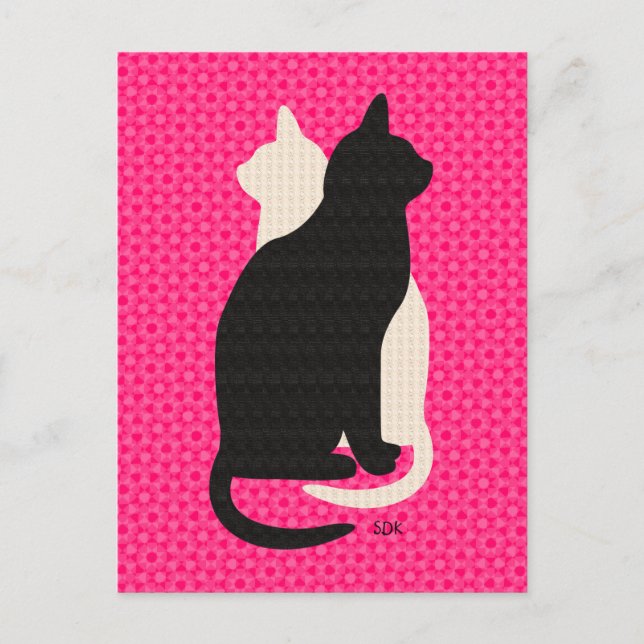 Pick Color Black White Cat Duo Yin Yang Style Postcard (Front)