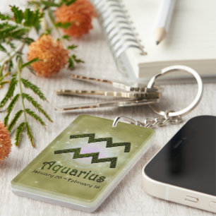 Pick Colour Aquarius Zodiac Astrological Sign Keychain
