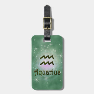 Pick Colour Aquarius Zodiac Astrological Sign Luggage Tag