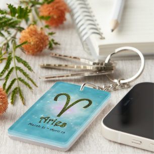 Pick Colour Aries Zodiac Astrological Sign Keychain