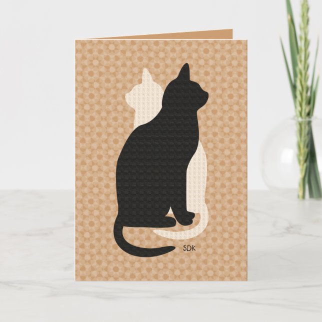 Pick Colour Black White Cat Duo Yin Yang Style Card (Front)