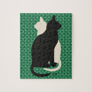 Pick Colour Black White Cat Duo Yin Yang Style Jigsaw Puzzle