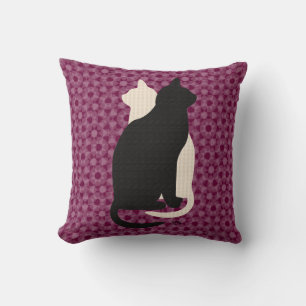 Pick Colour Black White Cat Duo Yin Yang Style Throw Pillow