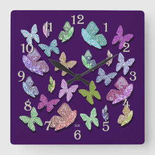 Pick Colour Butterflies Surreal & Fluttering Square Wall Clock