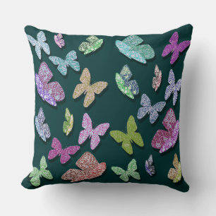 Pick Colour Butterflies Surreal & Fluttering Throw Pillow