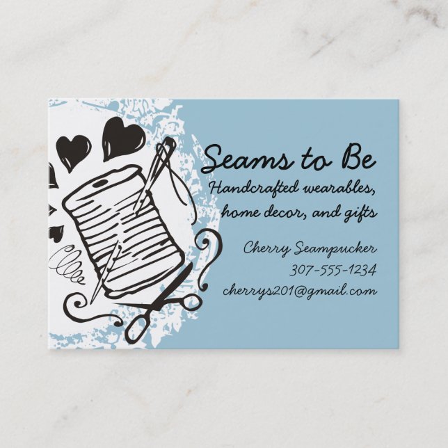 Pick colour doodle needle thread sewing seamstress business card (Front)