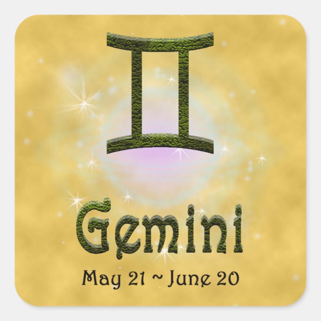 Pick Colour Gemini Zodiac Astrological Sign Square Sticker (Front)