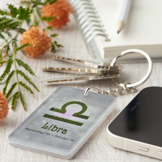 Pick Colour Libra Zodiac Astrological Sign Keychain (Front Right)