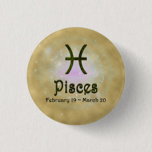 Pick Colour Pisces Zodiac Astrological Sign 1 Inch Round Button