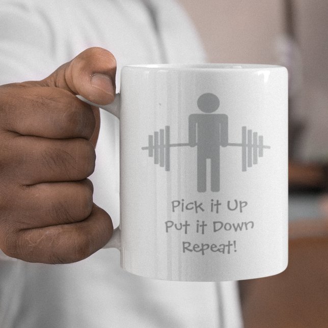 Pick it Up Put it Down Repeat! Fitness Gym Barbell Coffee Mug (Creator Uploaded)
