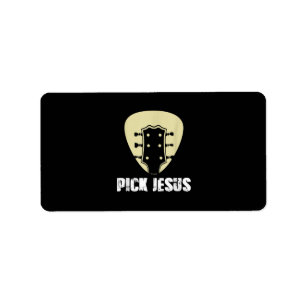 Pick Jesus Religious Musician Gift Idea Guitar Label