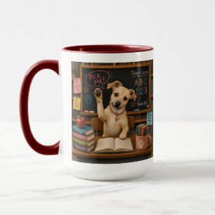 Pick Me! Cute School Dog Raising Paw Mug