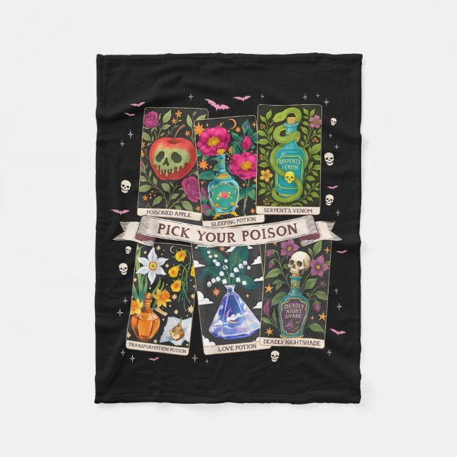 Pick poison's funny drink potion's happy halloween fleece blanket (Front)