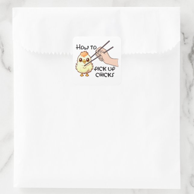 Pick up chicks  square sticker (Bag)