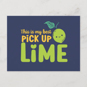 Pick Up Lime Cute Fruit Pun Funny Valentine's Day Postcard