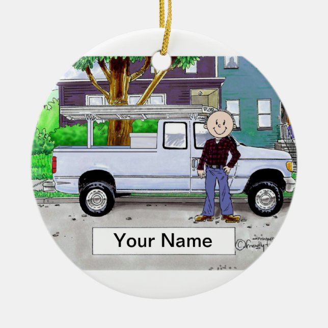 Pick Up Truck, Blue - Male Ceramic Ornament (Front)