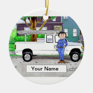 Pick Up Truck, White - Female Ceramic Ornament
