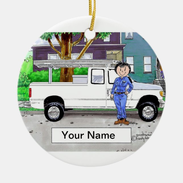 Pick Up Truck, White - Female Ceramic Ornament (Front)