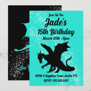 Pick Your Colour Dragon Silhouette Invitation