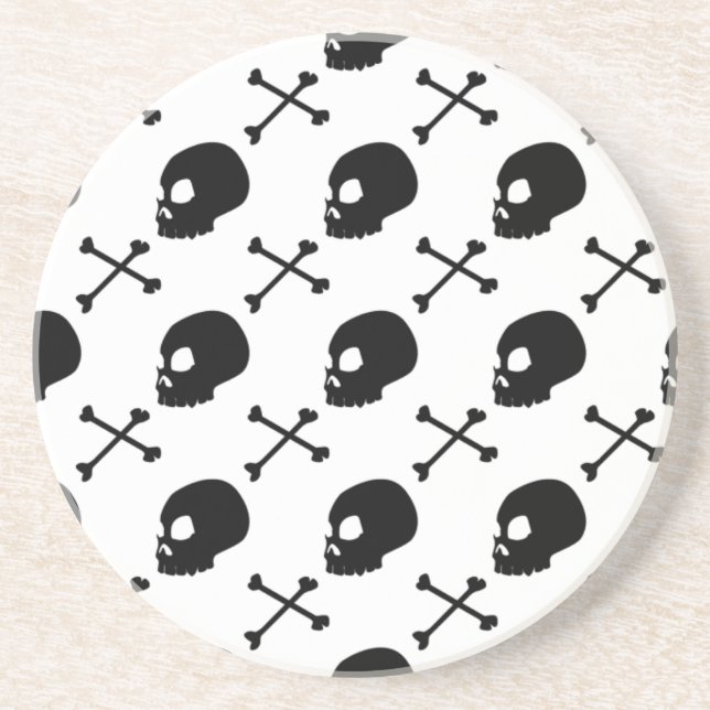 Pick Your Colour Skulls and Cross Bones Pattern Coaster (Front)