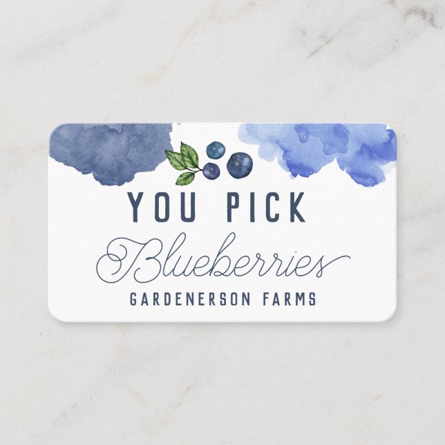 Pick Your Own Blueberries Custom Business Card (Front)