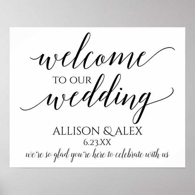 PICK-YOUR-OWN-COLOR! Romantic Wedding Welcome Sign (Front)