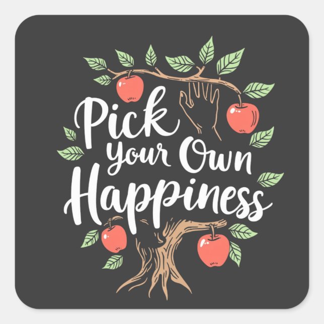 Pick Your Own Happiness Apple Picking Season Fall Square Sticker (Front)