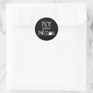 Pick Your Poison, Funny Witch Themed BLK Halloween Classic Round Sticker