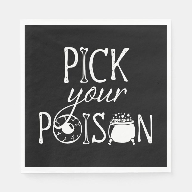 Pick Your Poison | Halloween Witch Black Napkin (Front)