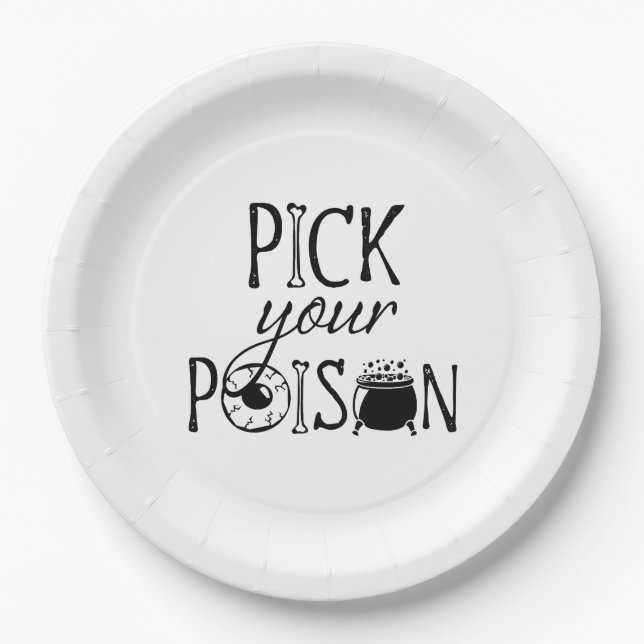 Pick Your Poison | Halloween Witch Paper Plate (Front)