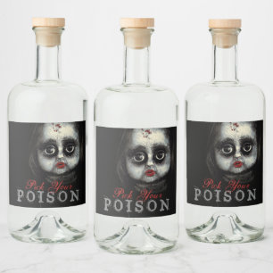 Pick Your Poison Haunted Halloween Party Liquor Bottle Label