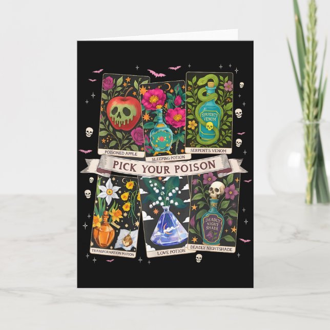 Pick Your Poisons Funny Drink Me Potions Happy Hal Card (Front)