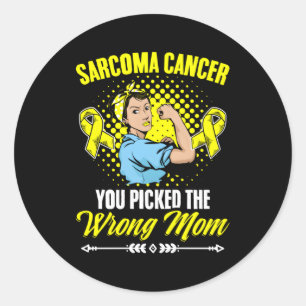 Picked Wrong Mom Yellow Ribbon Warrior Sarcoma Can Classic Round Sticker