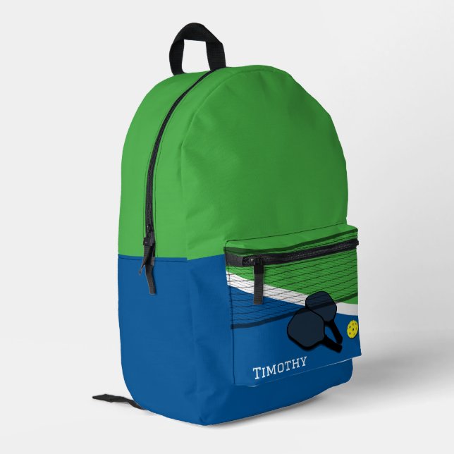 Pickelball Personalized  Printed Backpack (Back Corner Left)