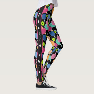 Picker Cette Colorful Black Pickleball Leggings