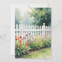 Picket Fence with Flowers Think of You Flat