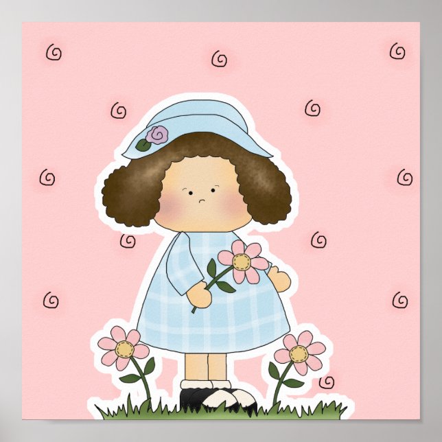 Picking Daisies Cute Flower Spring Girl Poster (Front)