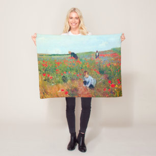 Picking Flowers in a Field, Mary Cassatt Fleece Blanket