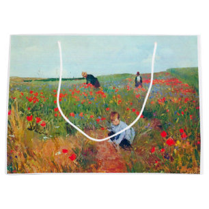 Picking Flowers in a Field, Mary Cassatt Large Gift Bag