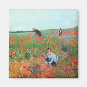 Picking Flowers in a Field, Mary Cassatt Magnet