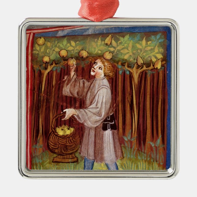 Picking fruit metal ornament (Front)