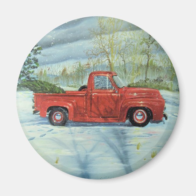 Picking up the Tree for Christmas Magnet (Front)