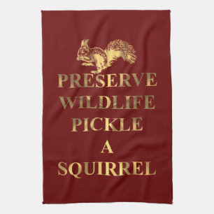 Pickle a squirrel (on any colour) kitchen towel