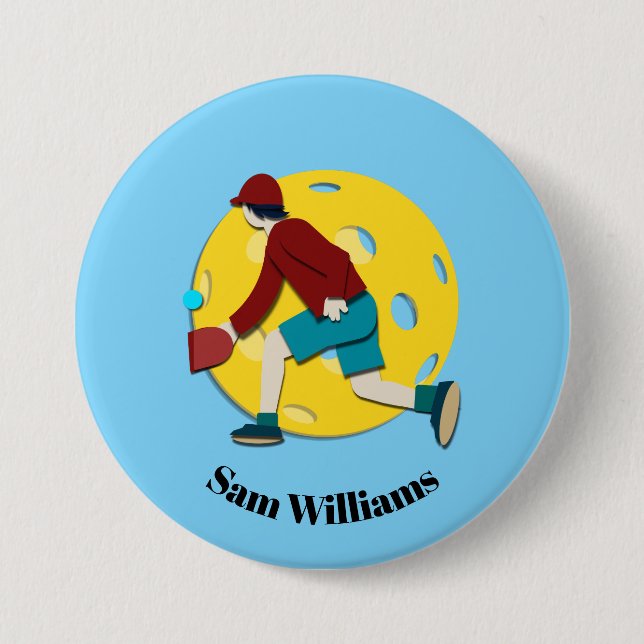 Pickle Ball 3 Inch Round Button (Front)