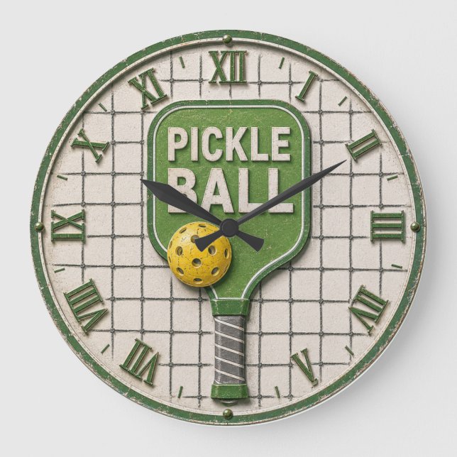 Pickle Ball Funny Pickleball Paddle  Large Clock (Front)